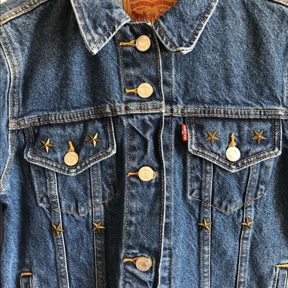 Levi's Original TruckerJean Denim Star Studded Jacket Button Front Classic - Picture 8 of 12
